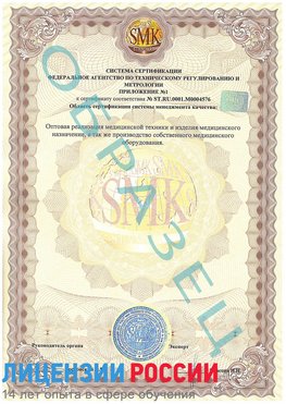 Образец сертификата соответствия (приложение) Калязин Сертификат ISO 13485